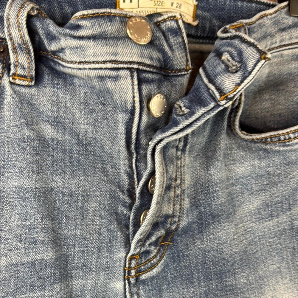 Free People Button Fly High Rise Blue Denim Jeans - Picture 2 of 8